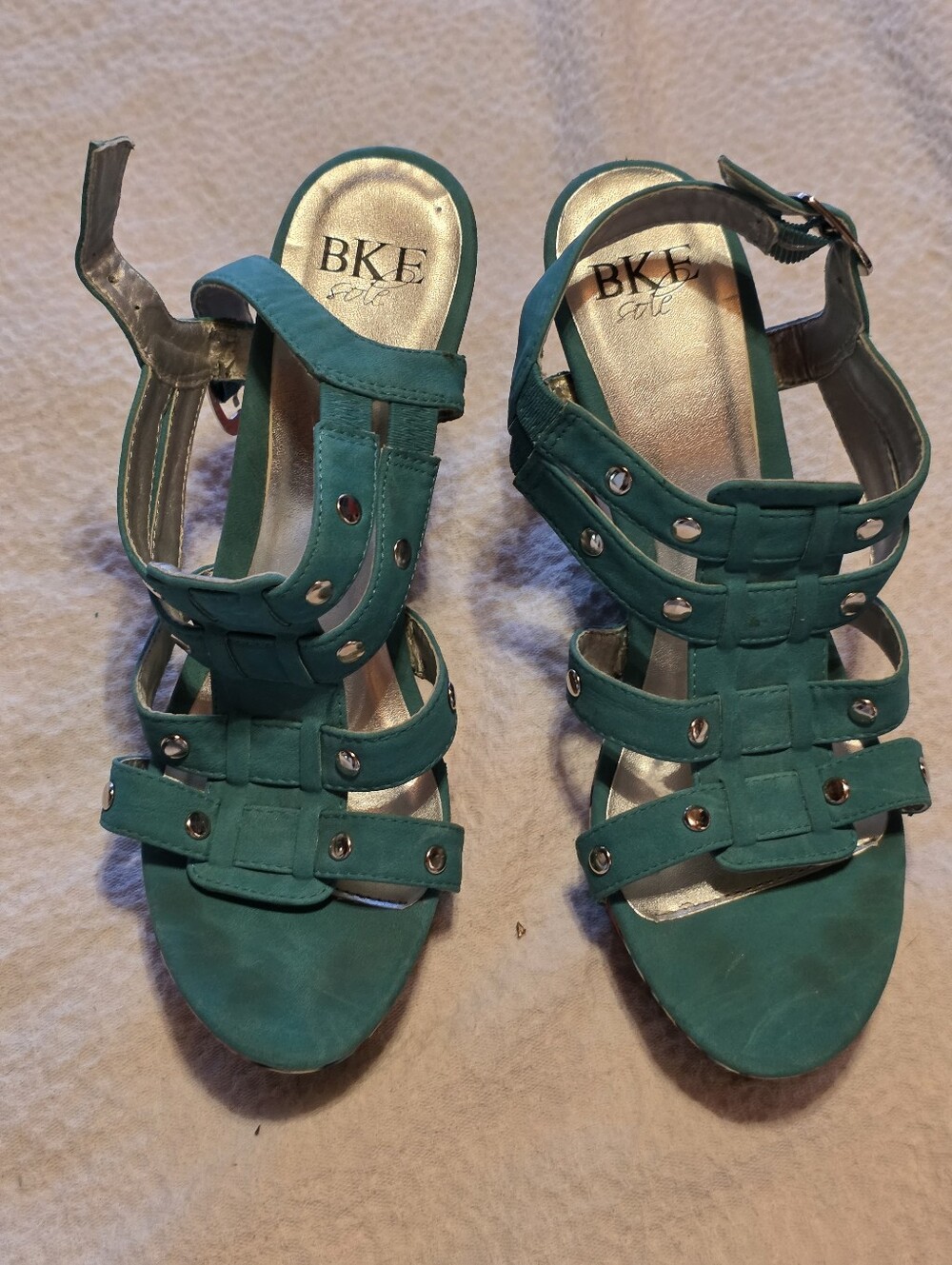 BKE Teal Strappy Studded Women's Sandals